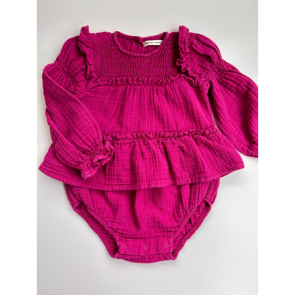 The New Society Smocked Ruffle Long Sleeve Romper